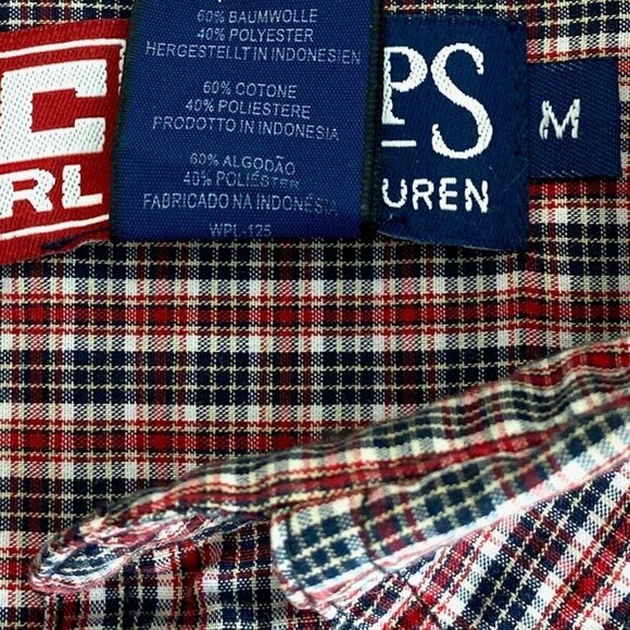 Ralph Lauren Chaps Men's Shirt Sz M Short Sleeve Button Down Red/Black Check - Picture 8 of 8